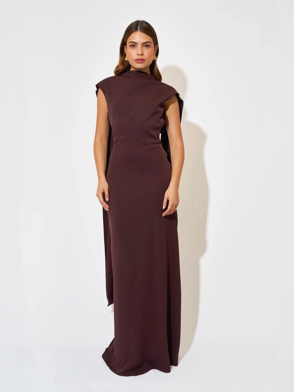 Odd Muse - Elegant Sleeveless Brown/wine Evening Gown